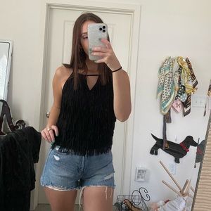Black fringe tank top
